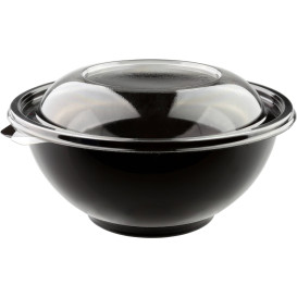 Bol de Plástico para Ensalada Negro PET 1150ml (60 Uds)