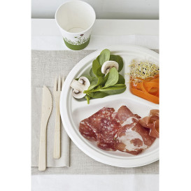 Plato Caña de Azucar 3 C Blanco Ø260mm (50 Uds)