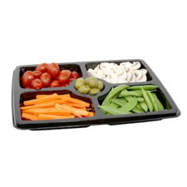 Bandeja Plastico 5C. Rectang. Negro 325X265mm (50 Uds)