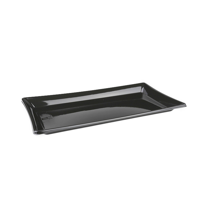 Bandeja Plastico Catering Rectang. Negra 12x16cm (50 Uds)