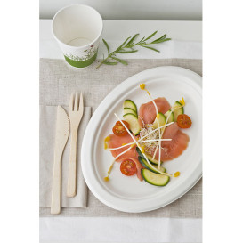 Plato Oval  Caña de Azucar Blanco Ø260mm (500 Uds)