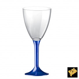 Copa de Plastico Vino con Pie Azul Perlado 160ml (20 Uds)