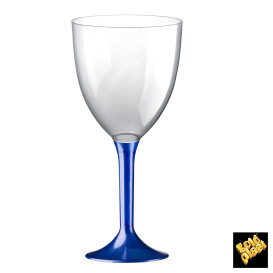 Copa de Plastico Vino con Pie Azul Perlado 300ml (20 Uds)