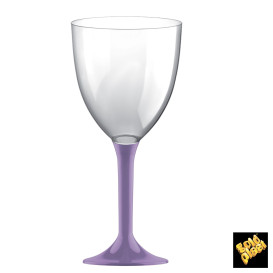 Copa de Plastico Vino con Pie Lila 300ml (20 Uds)