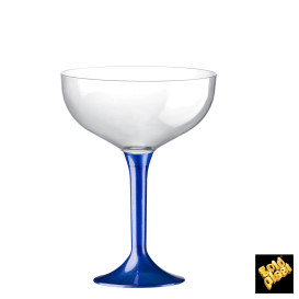 Copa de Plastico Champan con Pie Azul Perlado 120ml (200 Uds)