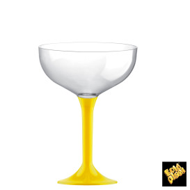 Copa de Plastico Champan con Pie Amarillo 120ml (20 Uds)