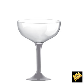 Copa de Plastico Champan con Pie Gris 120ml (20 Uds)