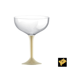 Copa de Plastico Champan con Pie Crema 120ml (20 Uds)