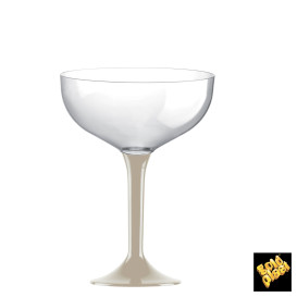 Copa de Plastico Champan con Pie Beige 120ml (20 Uds)