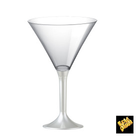 Copa de Plastico Cocktail con Pie Blanco Perlado 185ml (200 Uds)