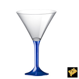 Copa de Plastico Cocktail con Pie Azul Perlado 185ml (20 Uds)