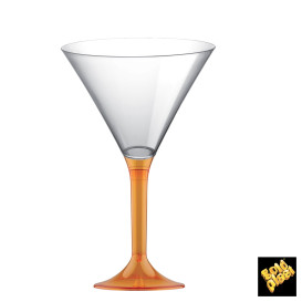 Copa de Plastico Cocktail con Pie Naranja Transp. 185ml (20 Uds)