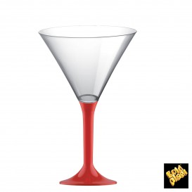 Copa de Plastico Cocktail con Pie Rojo 185ml (20 Uds)