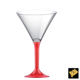 Copa de Plastico Cocktail con Pie Rojo Transp. 185ml (200 Uds)