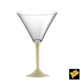 Copa de Plastico Cocktail con Pie Crema 185ml (20 Uds)