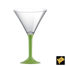 Copa de Plastico Cocktail con Pie Verde Lima 185ml (20 Uds)