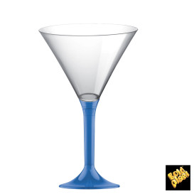 Copa de Plastico Cocktail con Pie Azul Transp. 185ml (20 Uds)