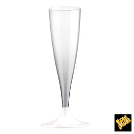 Copa de Plastico Cava con Pie Blanco 140ml (20 Uds)