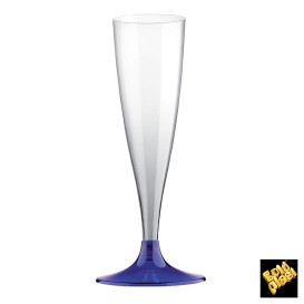 Copa de Plastico Cava con Pie Azul Transp. 140ml (200 Uds)