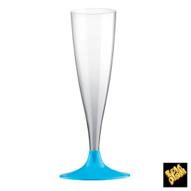 Copa de Plastico Cava con Pie Turquesa 140ml (20 Uds)