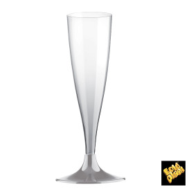 Copa de Plastico Cava con Pie Gris 140ml (200 Uds)