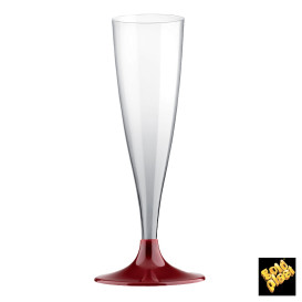 Copa de Plastico Cava con Pie Burdeos 140ml (20 Uds)