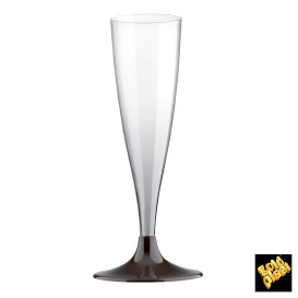 Copa de Plastico Cava con Pie Marron 140ml (20 Uds)
