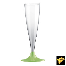 Copa de Plastico Cava con Pie Verde Lima 140ml (20 Uds)