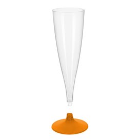 Copa de Plastico Cava con Pie Naranja Transp. 140ml (20 Uds)