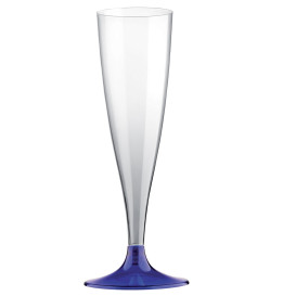 Copa de Plastico Cava con Pie Azul 140ml (200 Uds)