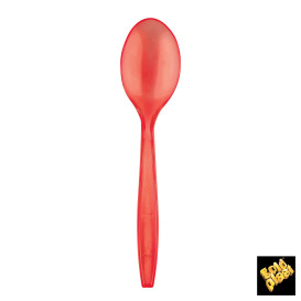 Cuchara de Plastico PS Rojo Transp. 190mm (50 Uds)