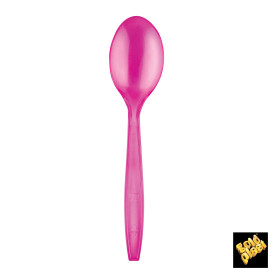 Cuchara de Plastico PS Fucsia Transp. 190mm (50 Uds)