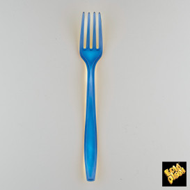 Tenedor de Plastico PS Azul Transp.190mm (500 Uds)