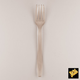 Tenedor de Plastico PS Beige 190mm (50 Uds)