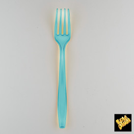 Tenedor de Plastico PS Turquesa Transp.190mm (500 Uds)