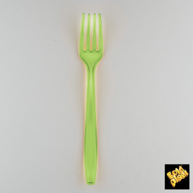 Tenedor de Plastico PS Verde Lima Transp. 190mm (500 Uds)