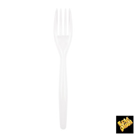 Tenedor de Plastico Easy PS Blanco 180mm (20 Uds)