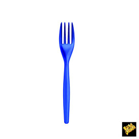 Tenedor de Plastico Easy PS Azul Transp. 180mm (20 Uds)