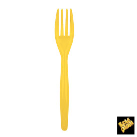Tenedor de Plastico Easy PS Amarillo 180mm (20 Uds)