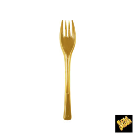 Tenedor de Plastico Fly Oro 140mm (1500 Uds)