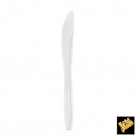 Cuchillo de Plastico Blanco 175mm (100 Uds)