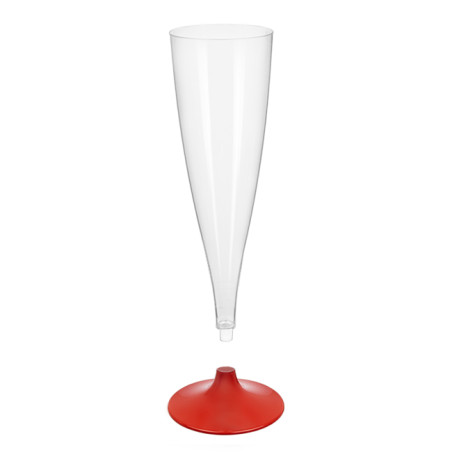 Copa Plástico Cava Pie Rojo 140ml 2P (20 Uds)