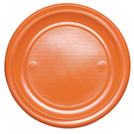 Plato de Plastico Llano Naranja PS 220 mm (30 Uds)