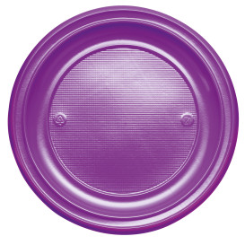 Plato de Plastico Llano Violeta PS 220 mm (30 Uds)