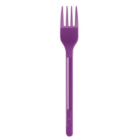 Tenedor de Plastico Violeta PS 175mm (20 Uds)