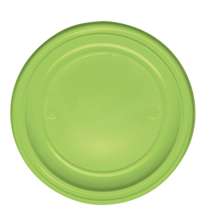 Plato de Plastico Llano Verde PS 220 mm (30 Uds)
