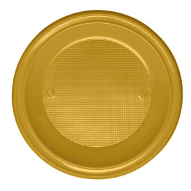 Plato de Plastico Llano Oro PS 220mm (780 Uds)