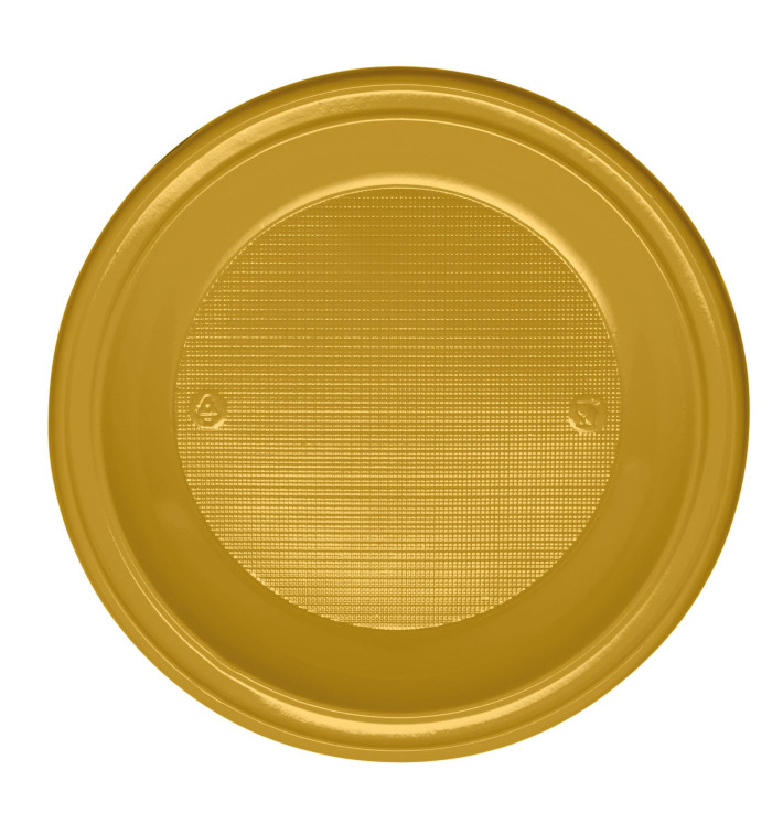 Plato de Plastico Hondo Oro PS 220 mm (30 Uds)
