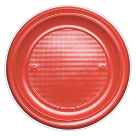 Plato de Plastico Llano Rojo PS 220 mm (30 Uds)