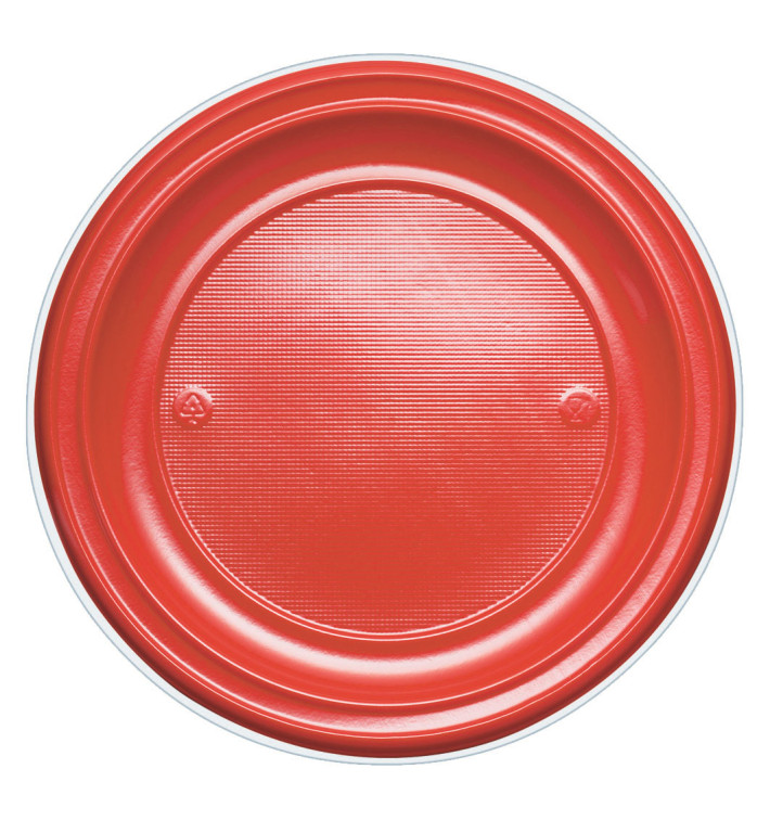 Plato de Plastico Llano Rojo PS 220mm (780 Uds)